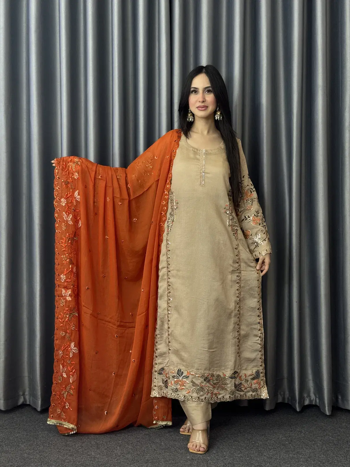 Sunset Charm 3 Pcs Unstitched Dress